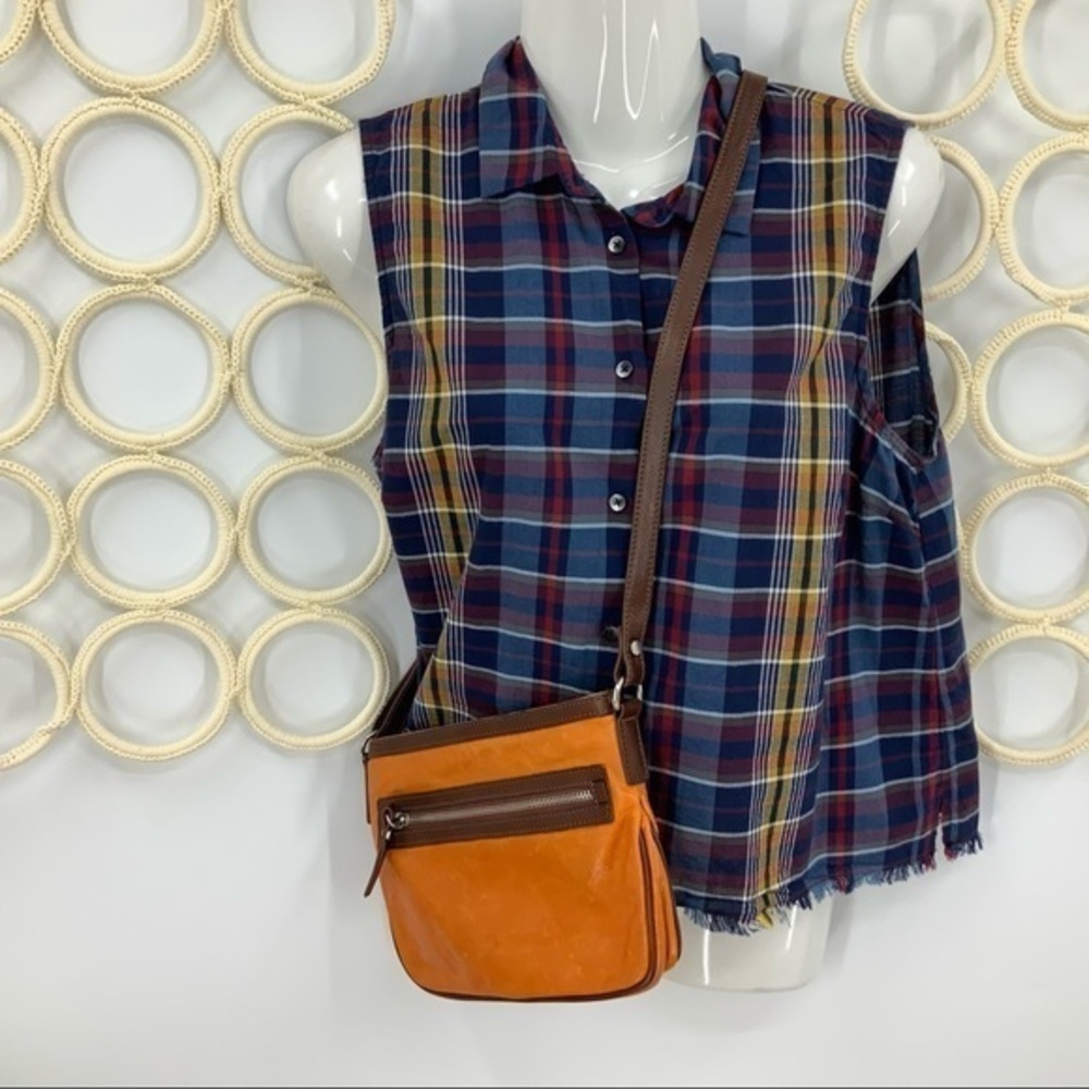 Yano small orange leather Crossbody purse